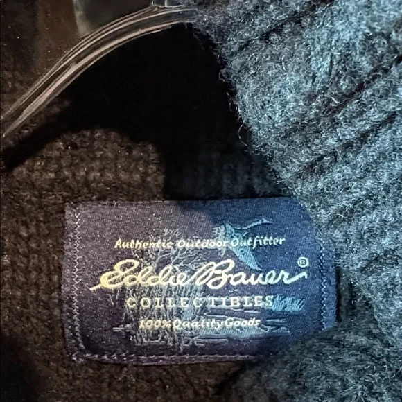 Eddie Bauer wool blend black cAble knit turtleneck boxy fit 4X - Picture 5 of 8